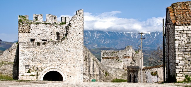 Partial view of the mountains from the Berat Castle