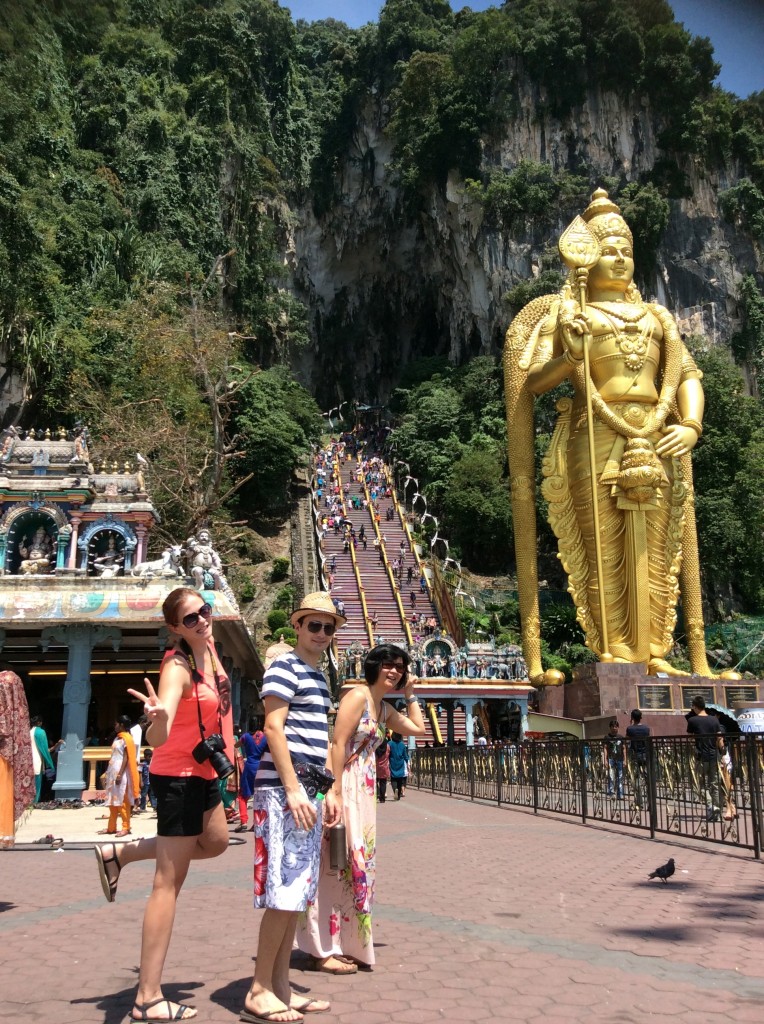 In cheerful mood as we attempt the 272 steps at Batu Caves