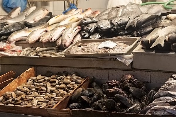Abundance of seafood at Mercado Central