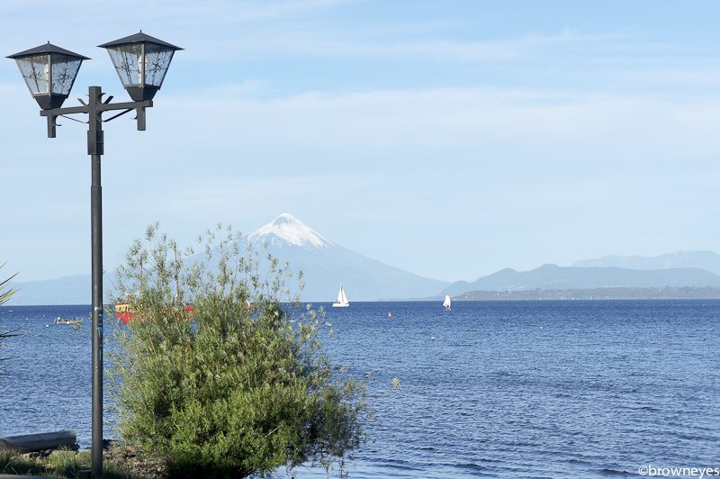 Snowy white peak of Osorno Volcano